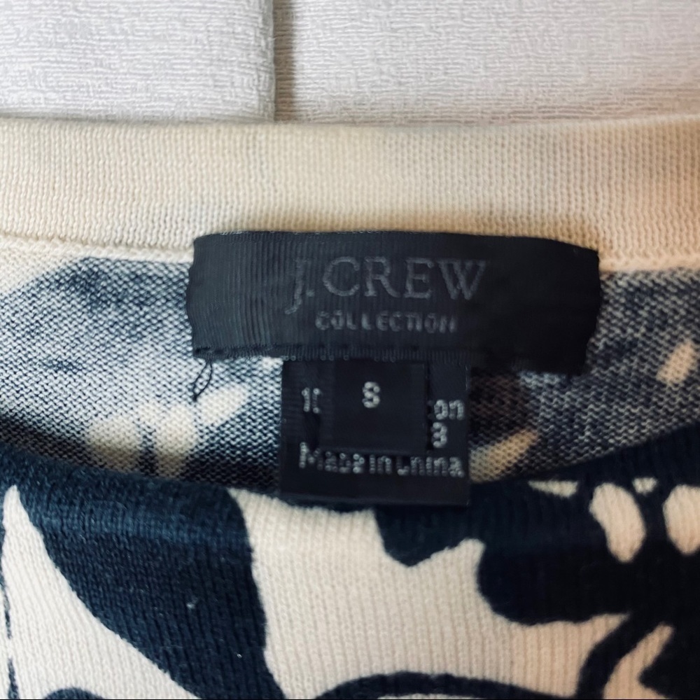J Crew navy/cream floral 3/4 sleeve cotton dress~S - Picture 3 of 7